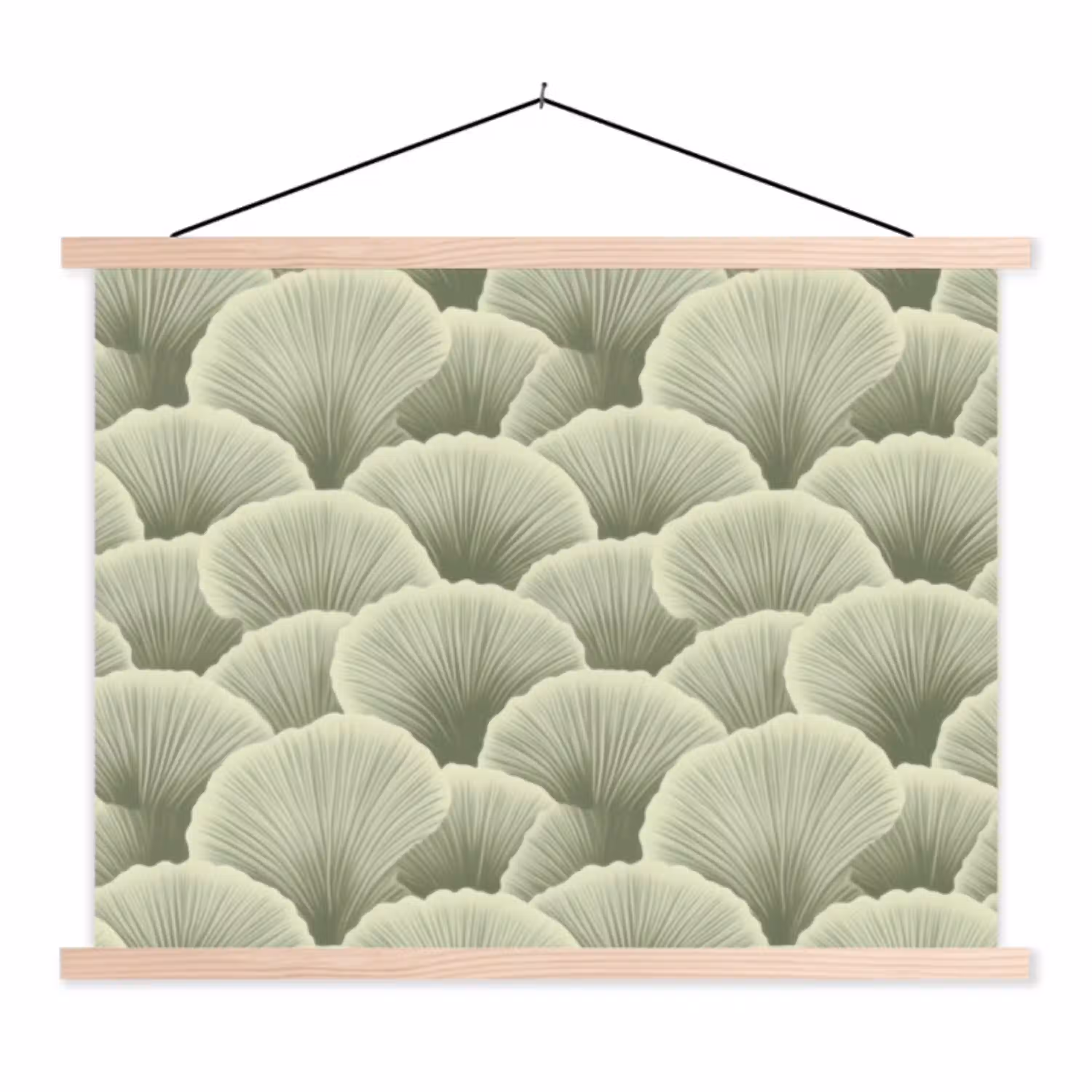 Waaier - Blad - Groen textielposter latten blank klein 122 -3d