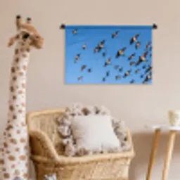 Zwaluwen - Vliegen - Blauw Wandkleed katoen klein -wsfeer5_kind