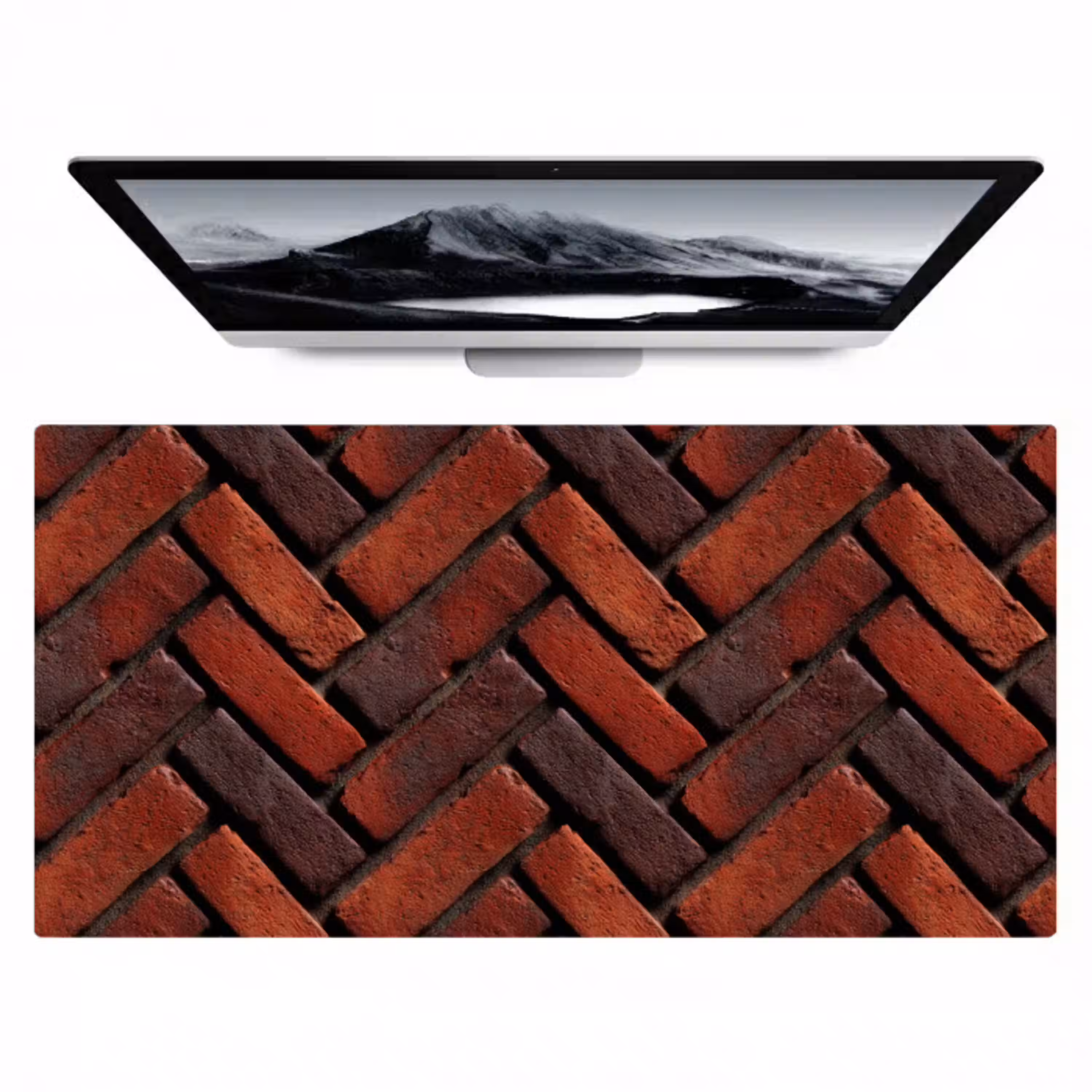 Bakstenen - Visgraat - Structuur - Roodbruin Muismat XXL klein 681 -zzz3d