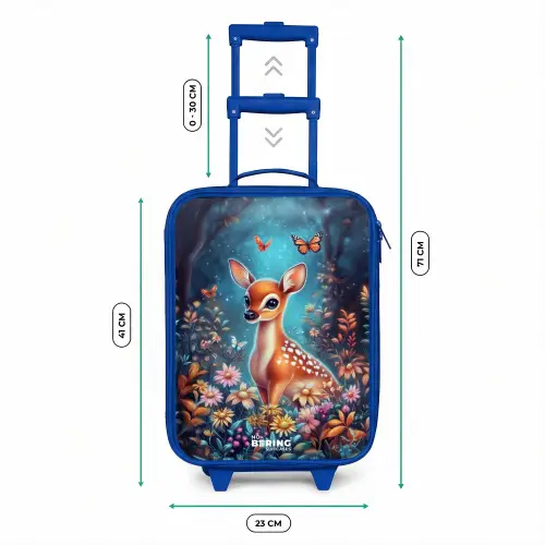 Hertje tussen bloemen in betoverend bos Kinderkoffer - Blauw klein -productfoto_formaten