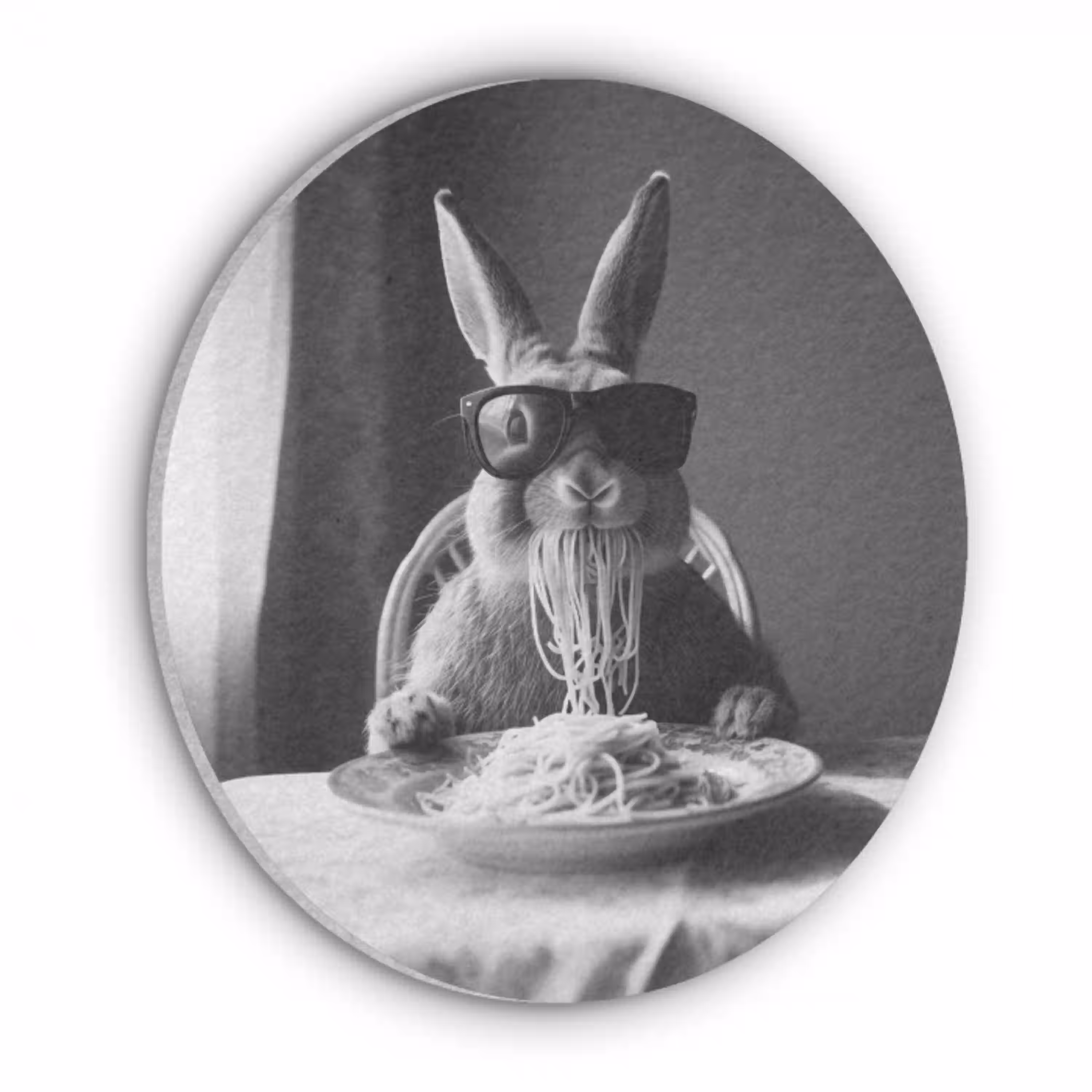 Konijn - Bunny - Zonnebril - Tafelkleed - Pasta - Schattig Akoestische PET Vilt - Rond klein -3d
