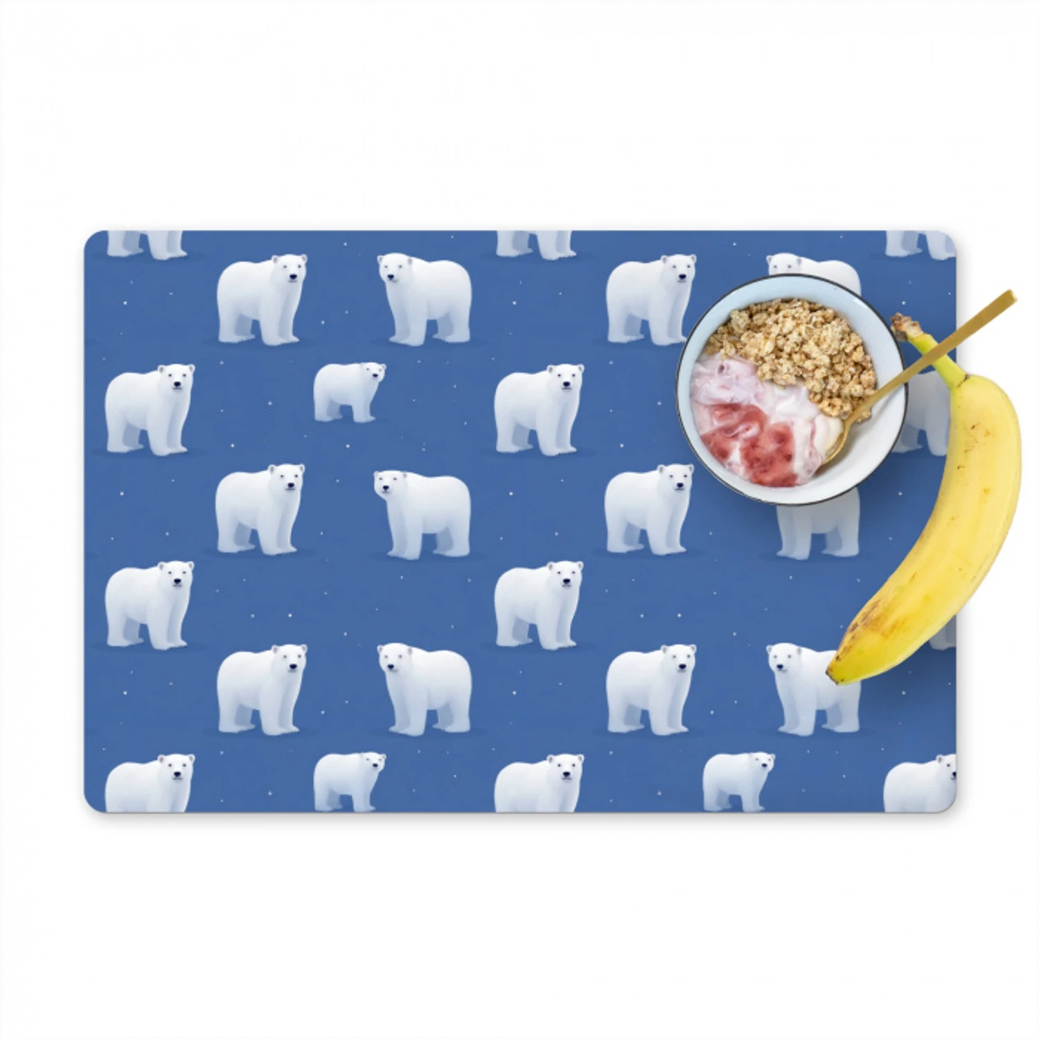 IJsbeer - Patroon - Blauw Placemat vinyl groot 368 -zzzproduct_Kitchenyeah-website
