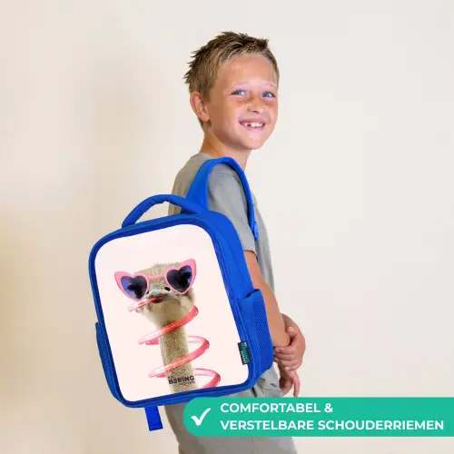 Sierk Struisvogel Roze Kinderrugzak - Blauw middel -sfeer3_NL