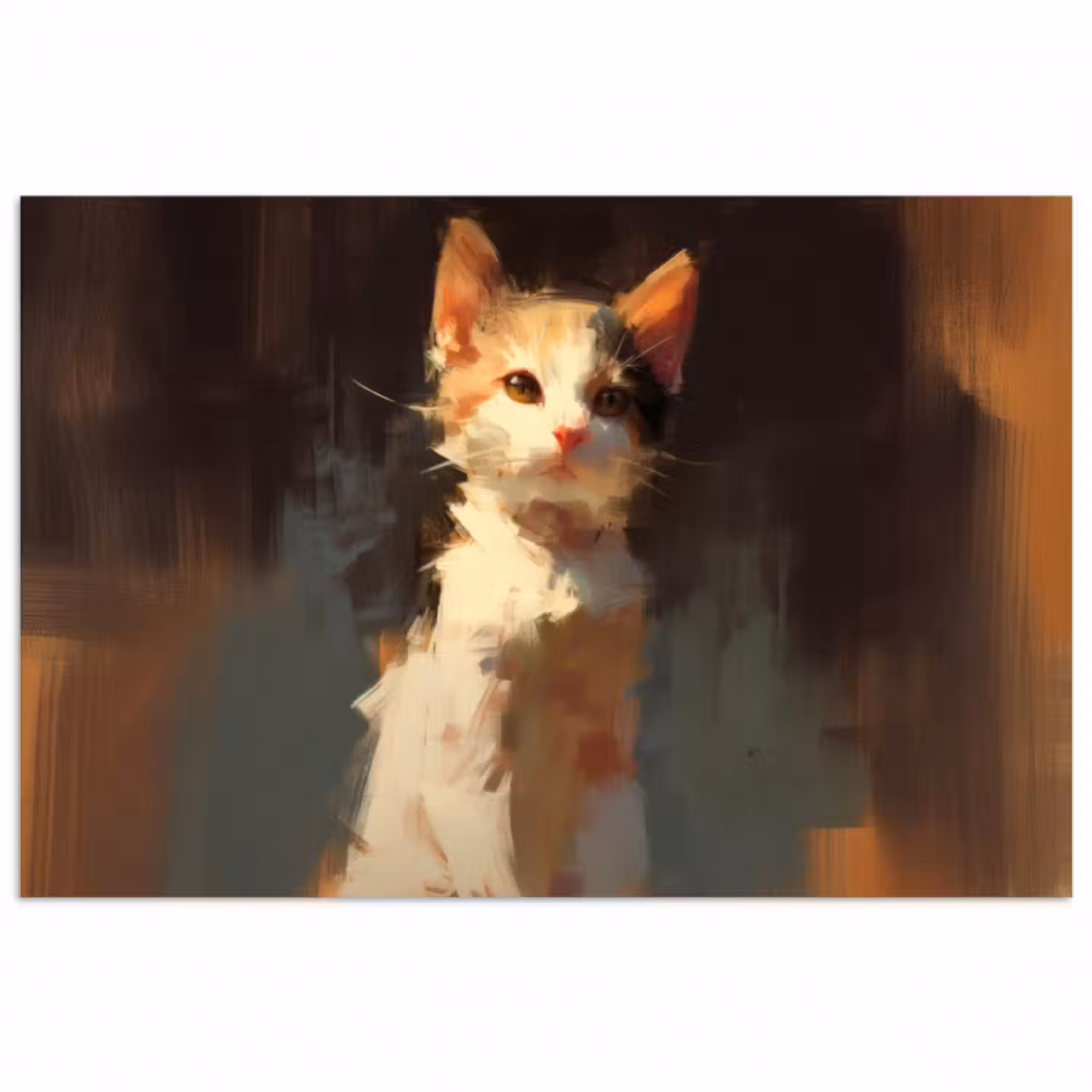 Poster - Katze - Gemalt - Künstlerisch - Weiß