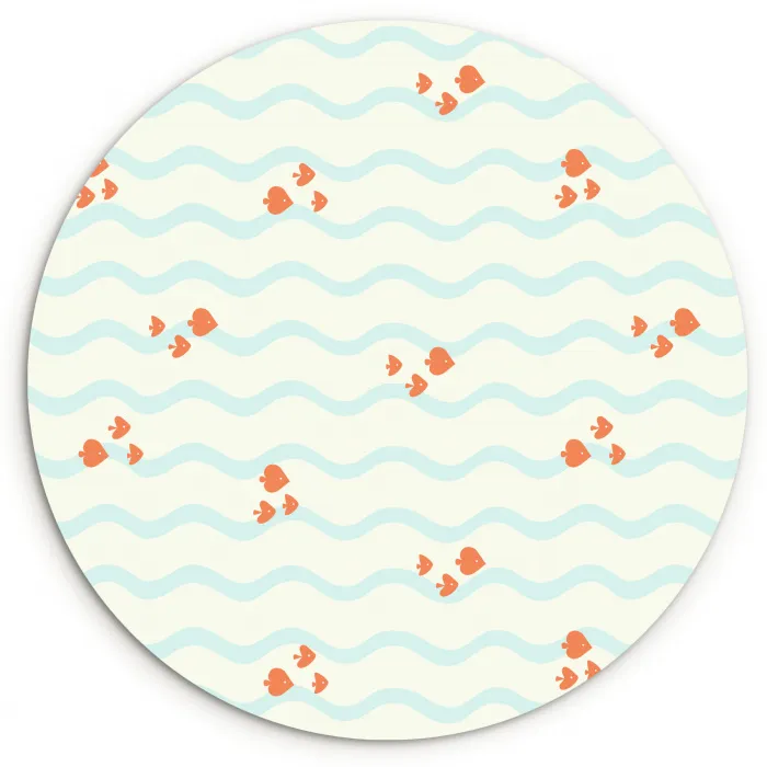 Golf - Vis - Blauw - Oranje Wandcirkel kunststof plaat 5mm dik klein 188 -3d