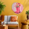 Roze - Bloemen - Cowboy Wandcirkel Organisch Plexiglas middel -sfeer4