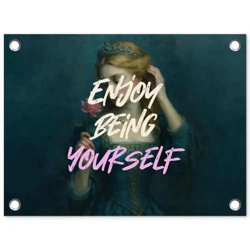 Vrouw - Roos - Quote tuinposter los doek klein -3d
