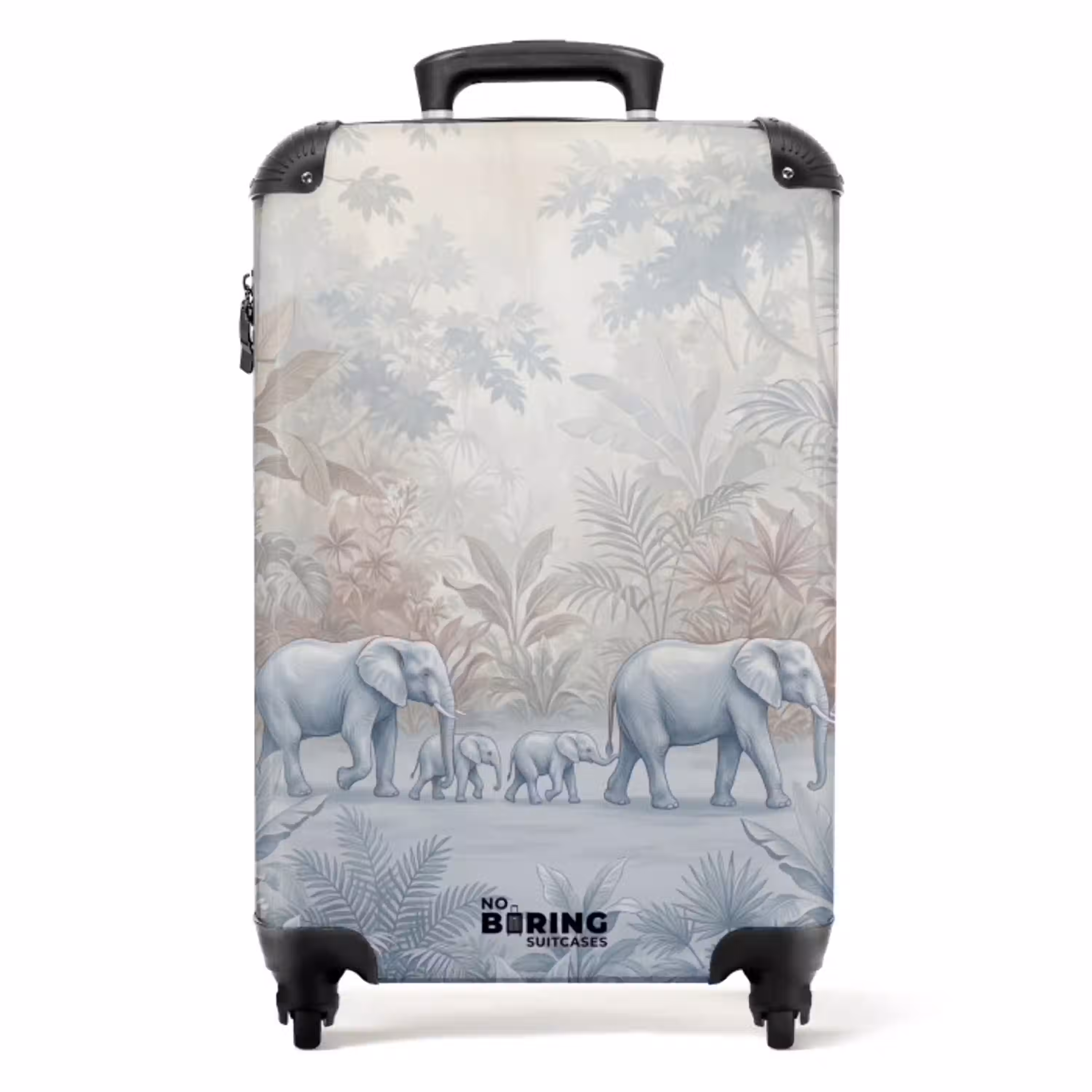 Olifant - Familie - Jungle - Illustratie - Grijs NBS - Handbagage koffer - Volwassenen Unisex middel -productfoto_recht