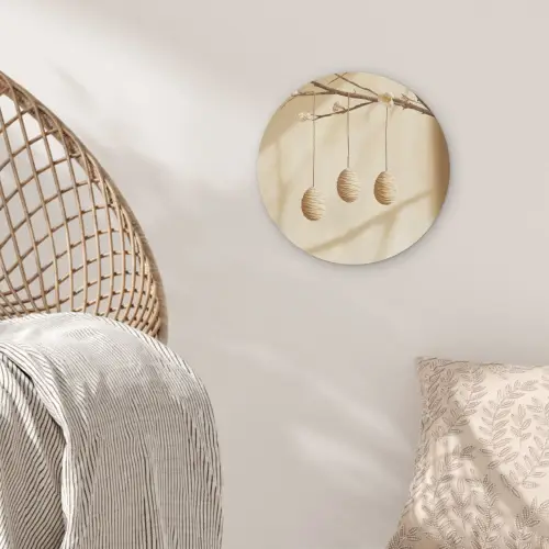 Beige - Paastak - Eieren Akoestische PET Vilt - Rond klein -sfeer4