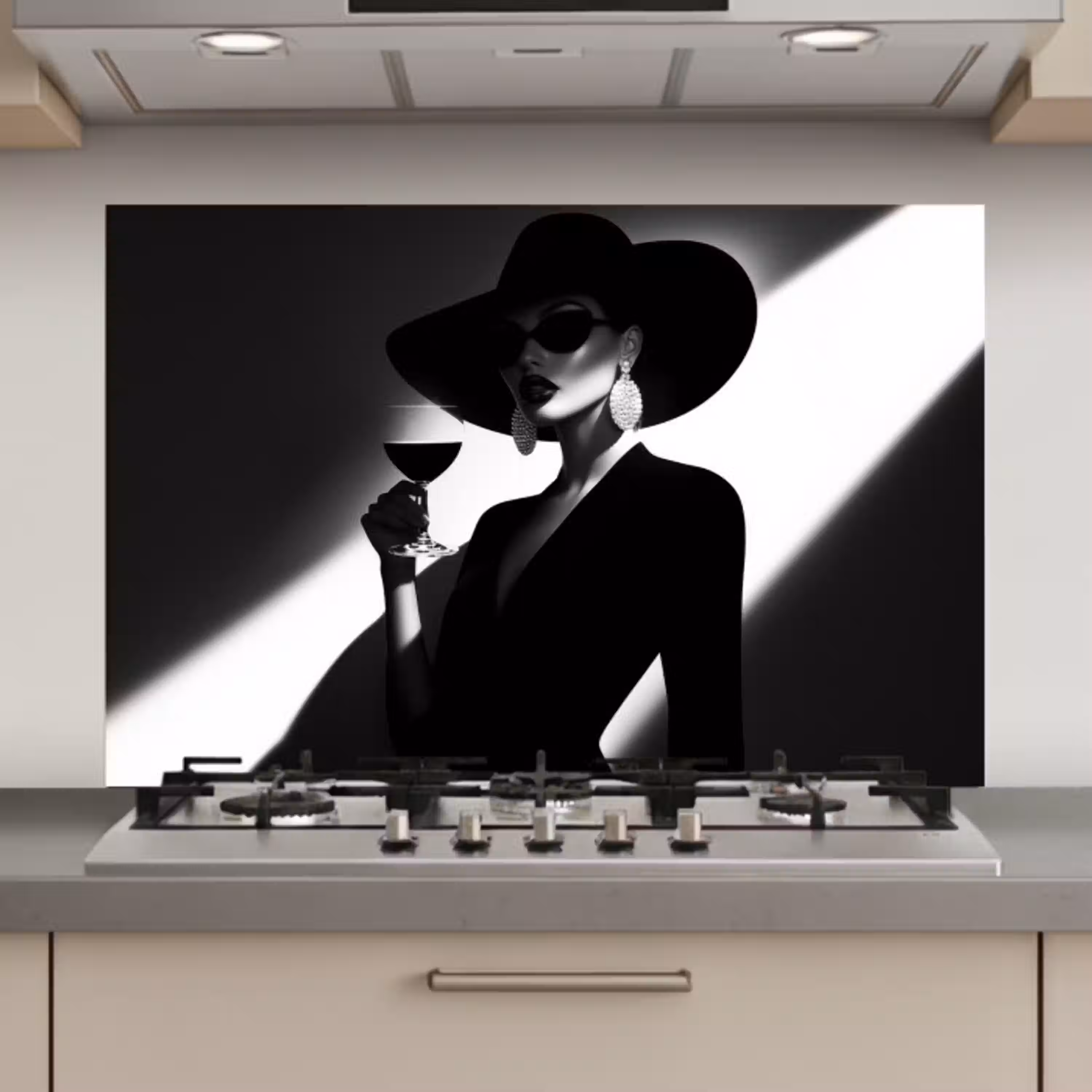 Vrouw - Wijn - Chic keuken achterwand spatscherm klein -3d_website