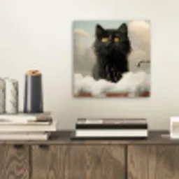 Kat - Bad - Zwart - Dieren - Schuim aluminium wit klein -sfeer1