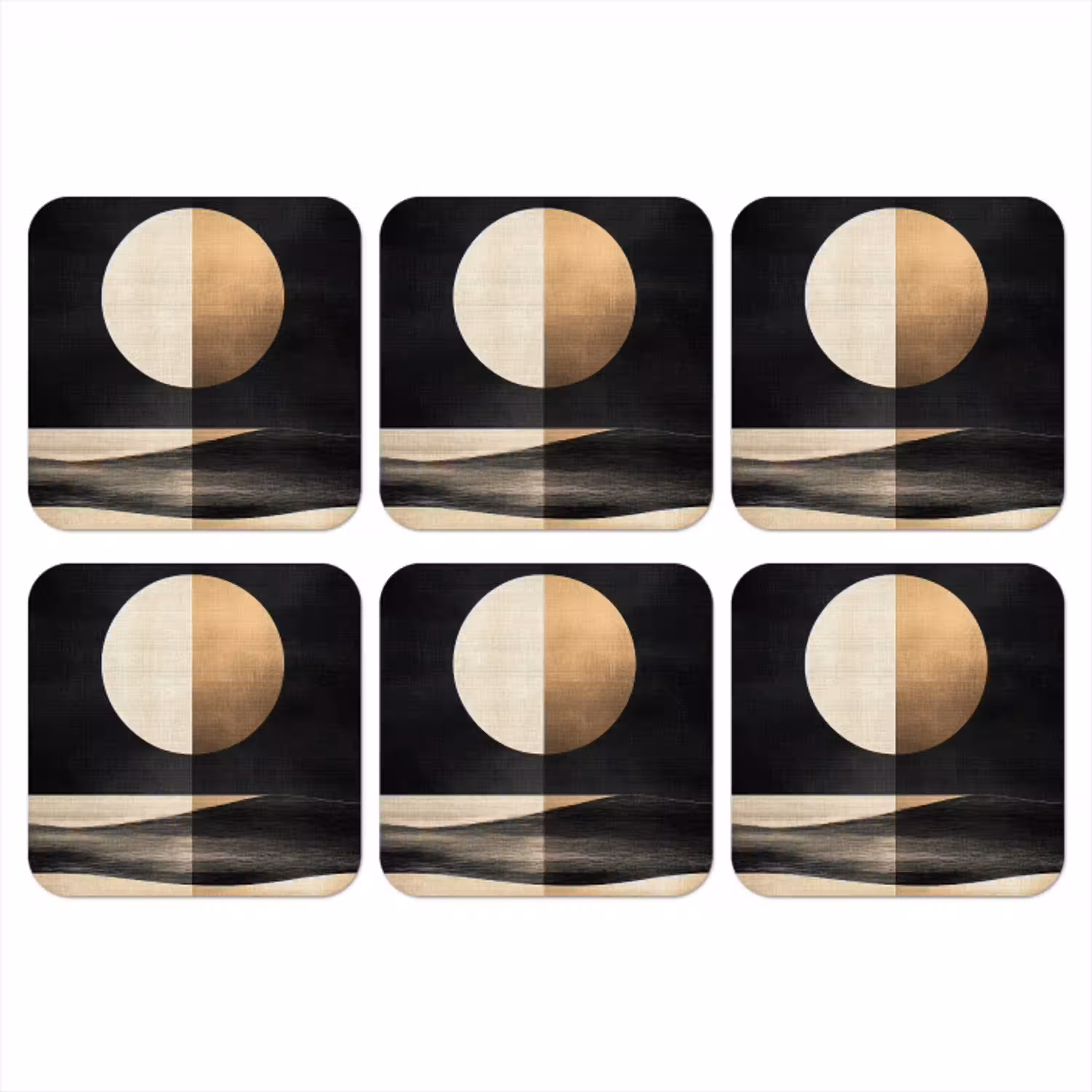Maan - Cirkel - Goud onderzetter kurk middel -3d