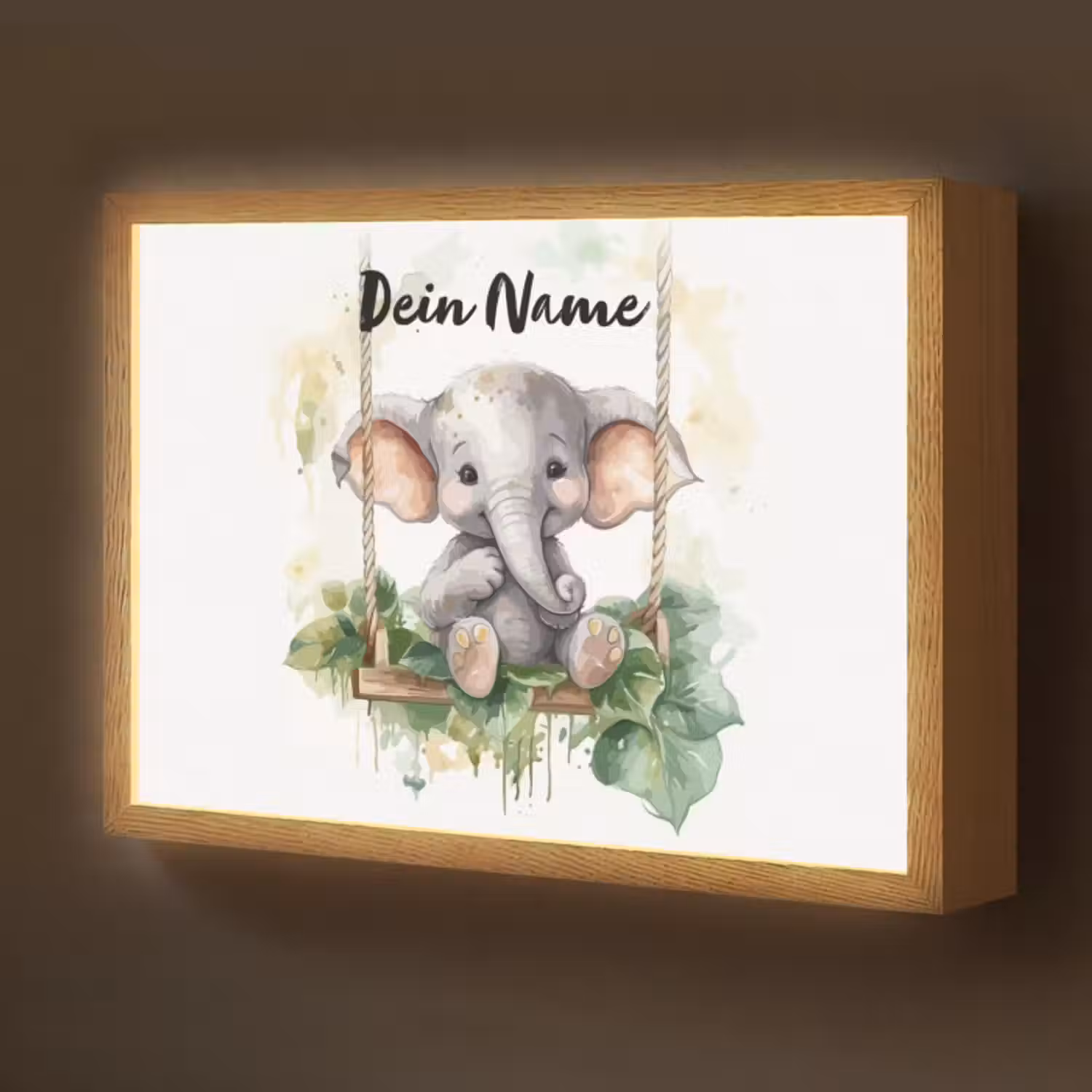 Lightbox - Wandlampe Kinderzimmer mit Namen - Elefant - Tier - Kinder - Dschungel