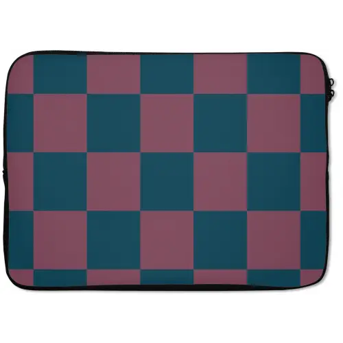 Schaakbord print - Blauw - Rood - Blokjes laptophoes neopreen klein -zkaufland3dotto