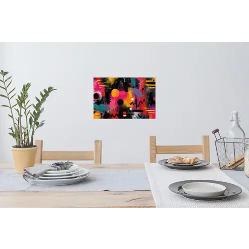 Kleurvlakken - Vormen - Kleurrijk - Abstract Muursticker klein -eettafel