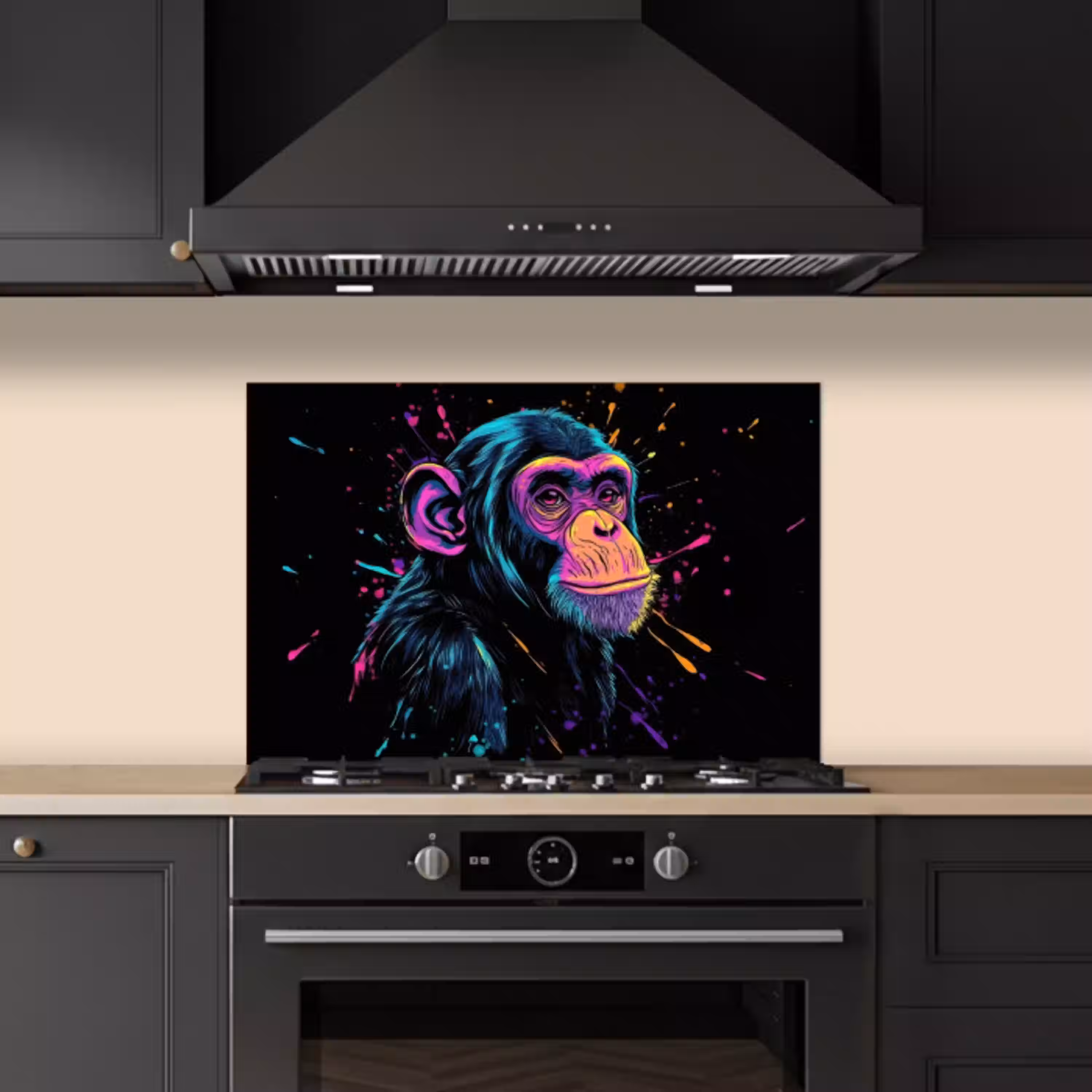 Aap - Verf - Neon - Kleur keuken achterwand spatscherm klein -sfeer1