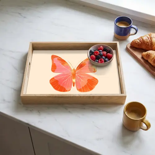 Vlinder - Minimalistisch - Roze Dienblad Rechthoek middel -sfeer2