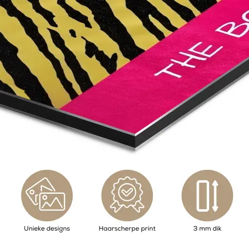 Kat - Baas - Roze - Tijgerprint aluminium wit klein -closeup_NL