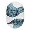 Lijnen - Golven - Abstract - Blauw Wandcirkel Ovaal Forex klein -3d