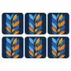 Abstract - Bladeren - Blauw onderzetter kurk middel -3d