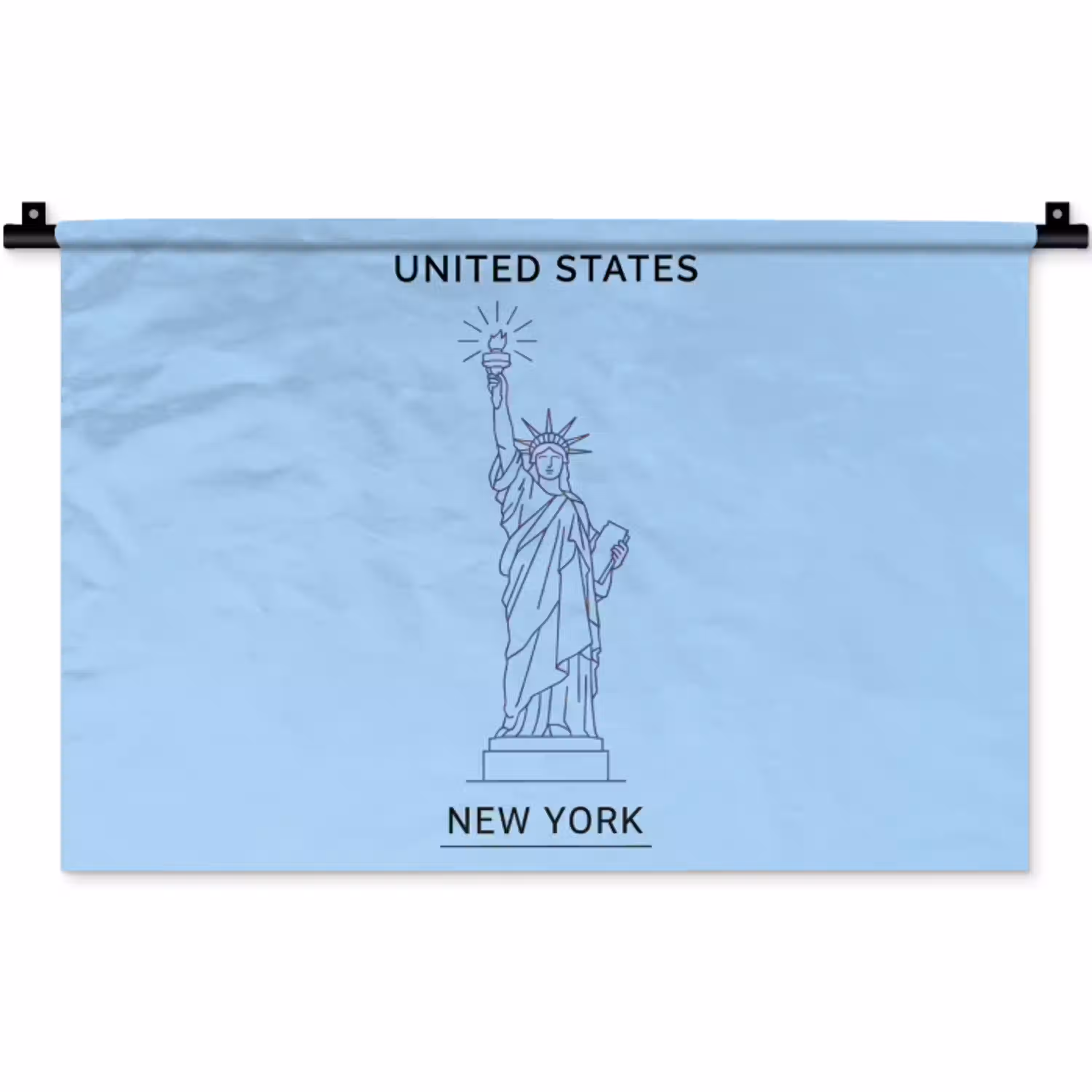 Monument - Vrijheidsbeeld - New York - Minimalistisch - Blauw Wandkleed katoen klein -zz3d