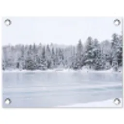 Meer - Dennen - IJs - Winter - Rustgevend tuinposter los doek klein -3d