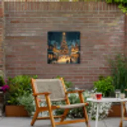 Kerstfeest - Dorp - Donker Tuinposter op houten frame 2 cm dik middel -sfeer3