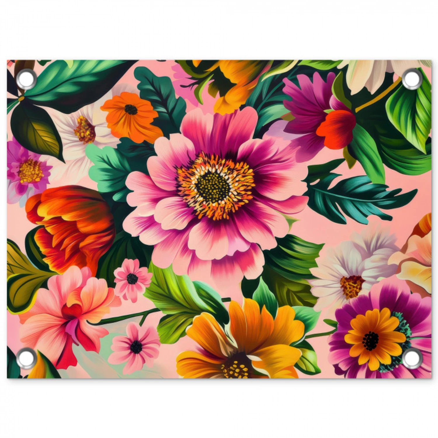 Bloemen - Kleurrijk - Roze tuinposter los doek klein -3d