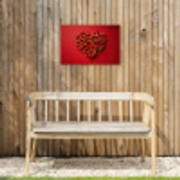 Pepers - Rood - Hart Tuinposter op houten frame 2 cm dik klein -sfeer4