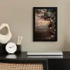 Kersthoekdecoratie - Dennenappels - Lichtjes fotolijst zwart zonder passe partout klein -sfeer1