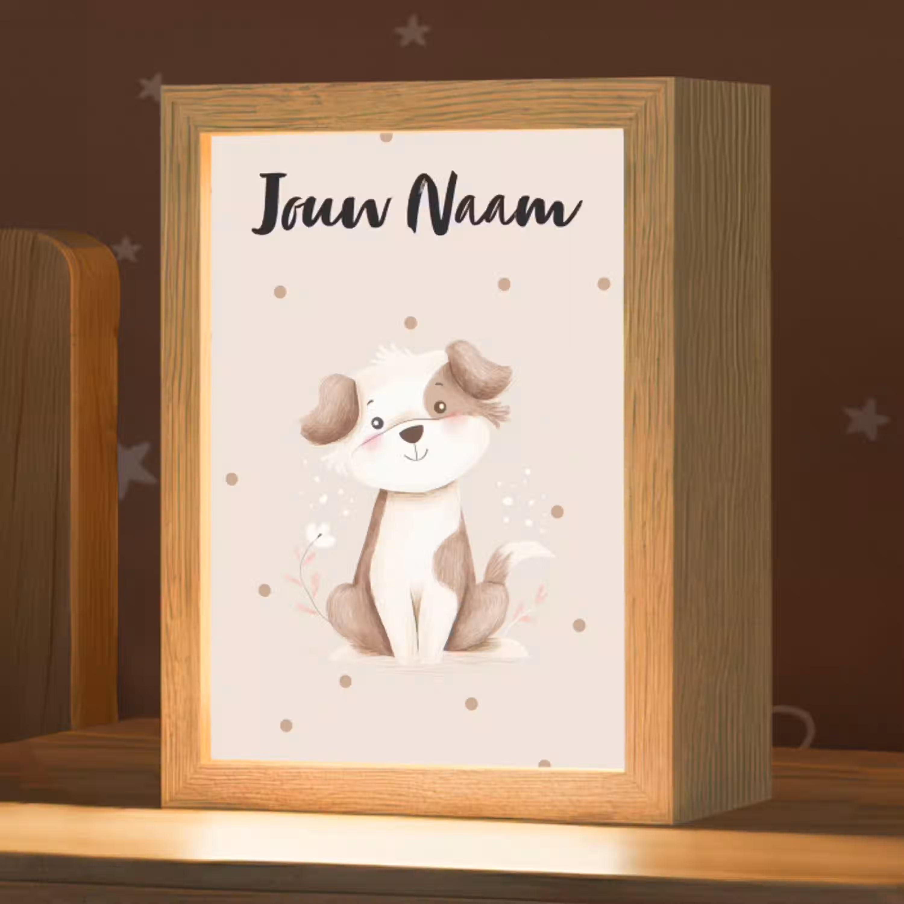Hond - Gevlekt - Bruin - Stippen Light Box met kabel (Kinderlampje) klein -zzz_3d_website