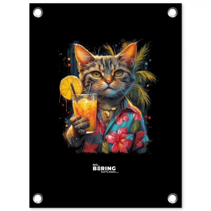 Kat in tropische street art stijl tuinposter los doek klein -3d