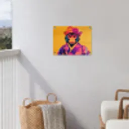Aap - Kimono - Bloemen - Hoofdtooi tuinposter los doek klein -sfeer8