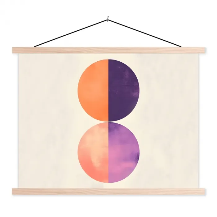 Abstract - Cirkels - Paars textielposter latten blank klein -3d