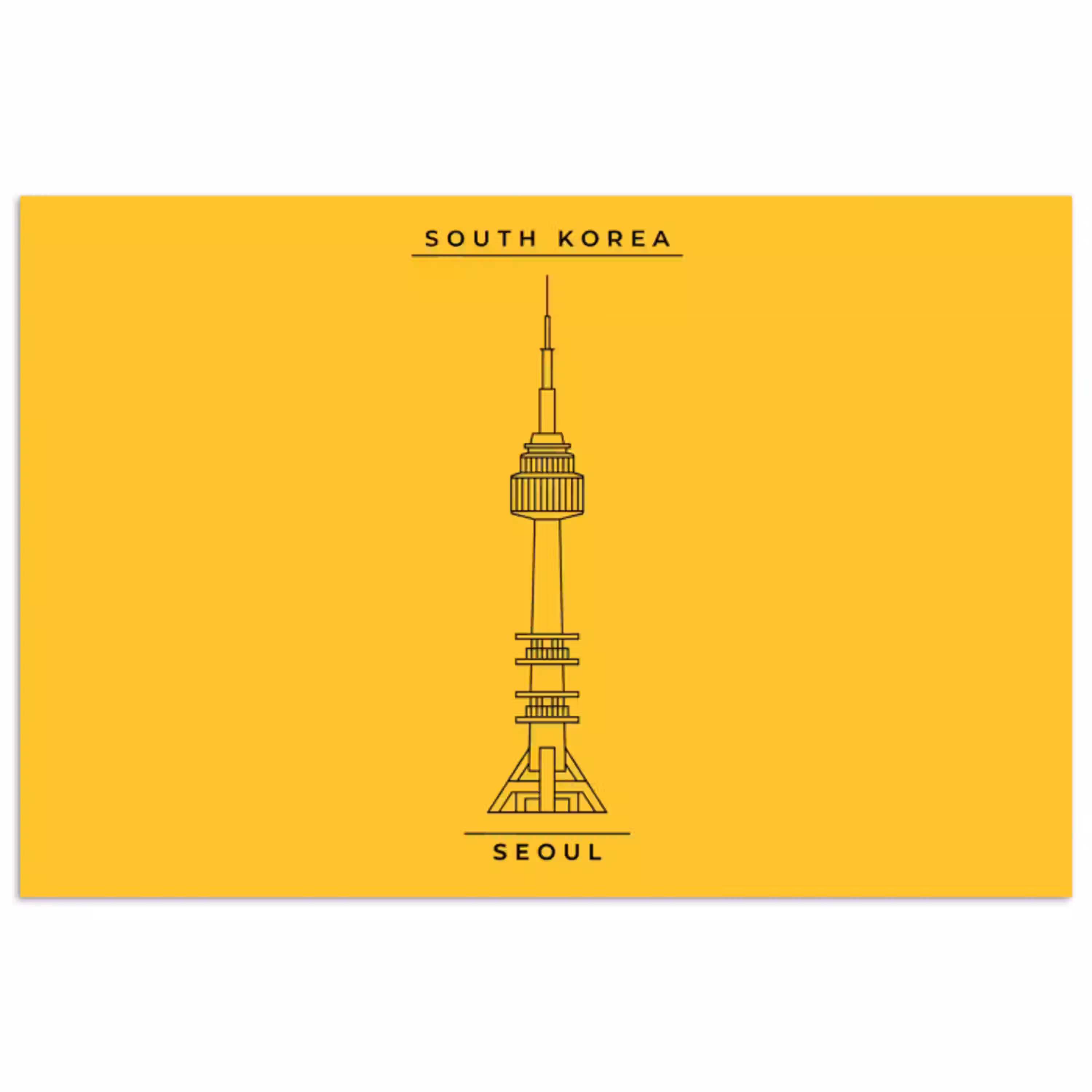 Toren - Seoul - Architectuur - Minimalistisch - Geel poster papier klein -3d