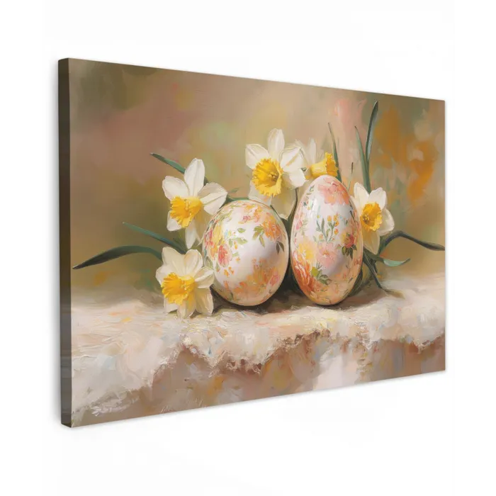 Bloemen - Eieren - Geschilderd Tuinposter op houten frame 2 cm dik klein -3d
