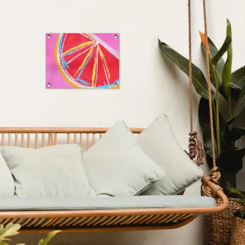 Grapefruit - Geschilderd - Roze - Strepen tuinposter los doek klein -sfeer7
