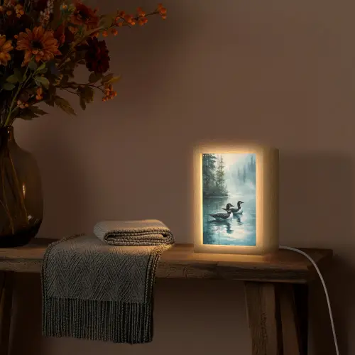 Bos - Water - Eenden - Mistig Light Box met kabel (Tafellamp) klein -sfeer4