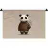 Panda - Blauwe bloemen - Zachtheid Wandkleed katoen klein -zz3d