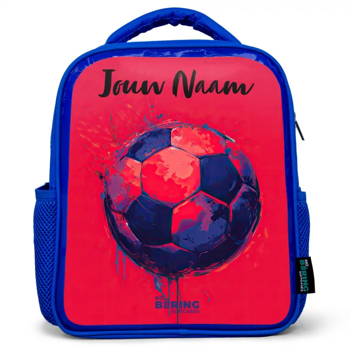 Voetbalvibes - Verf - Blauw - Rood Kinderrugzak - Blauw middel -3d