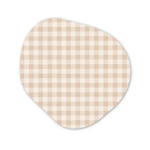 Plaid - Patroon - Vierkant - Beige Wandcirkel Organisch Forex 3mm klein 629 -3d