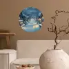 Kerstdorp - Kerst - Sneeuw - Winter Wandcirkel behangsticker klein -sfeer1
