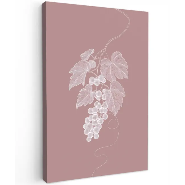 Tros - Druiven - Illustratie - Bladeren Tuinposter op houten frame 2 cm dik klein -3d