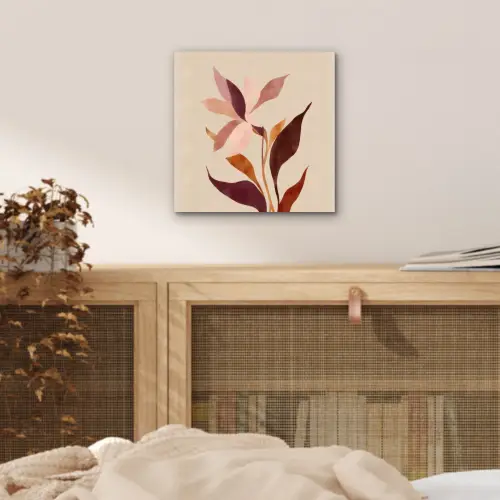 Bloemen - Blaadjes - Minimalistisch - Roze aluminium wit klein -sfeer3