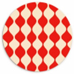 Golvend patroon - Retro - Rood - Beige Wandcirkel kunststof plaat 5mm dik klein 188 -3d