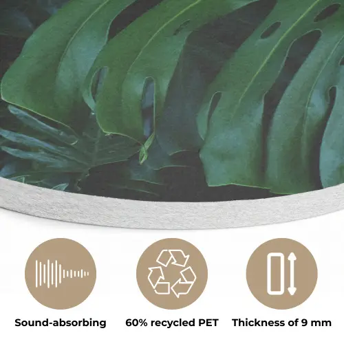 Monstera - Bladeren - Tropical Akoestische PET Vilt - Rond klein -closeup_NL