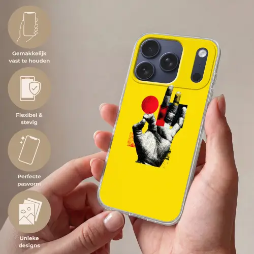 Hand - Rode cirkel - Geel Telefoonhoesje iPhone 17 Pro klein -sfeer3_NL