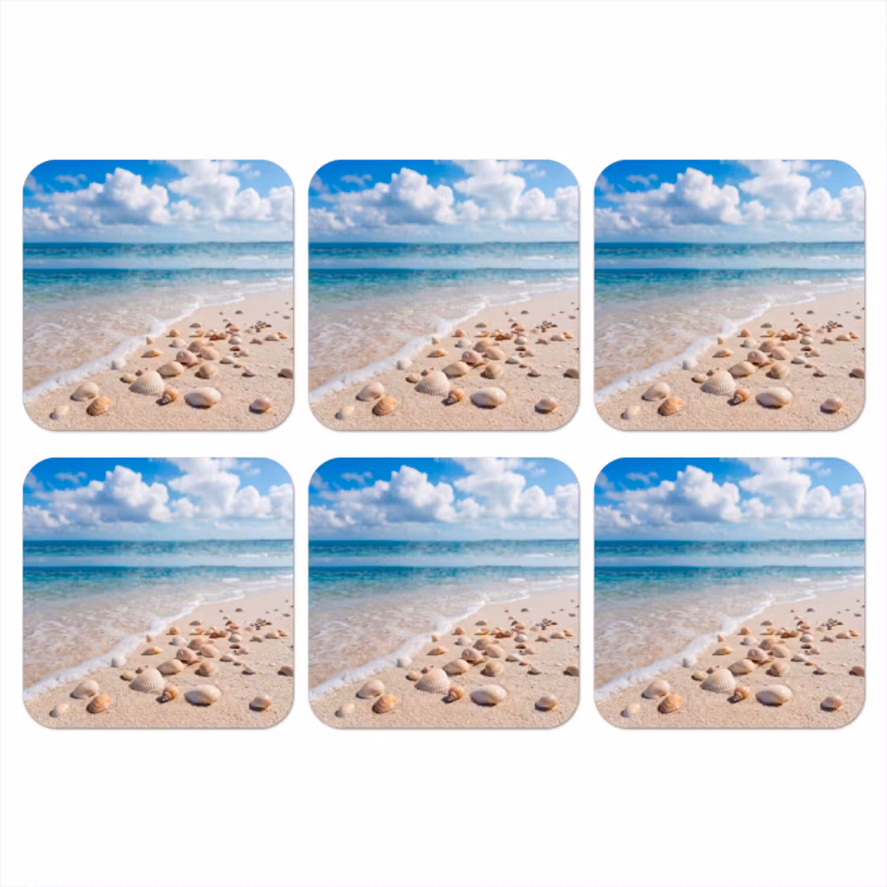 Schelpen - Strand - Natuur - Beige onderzetter kurk middel -3d