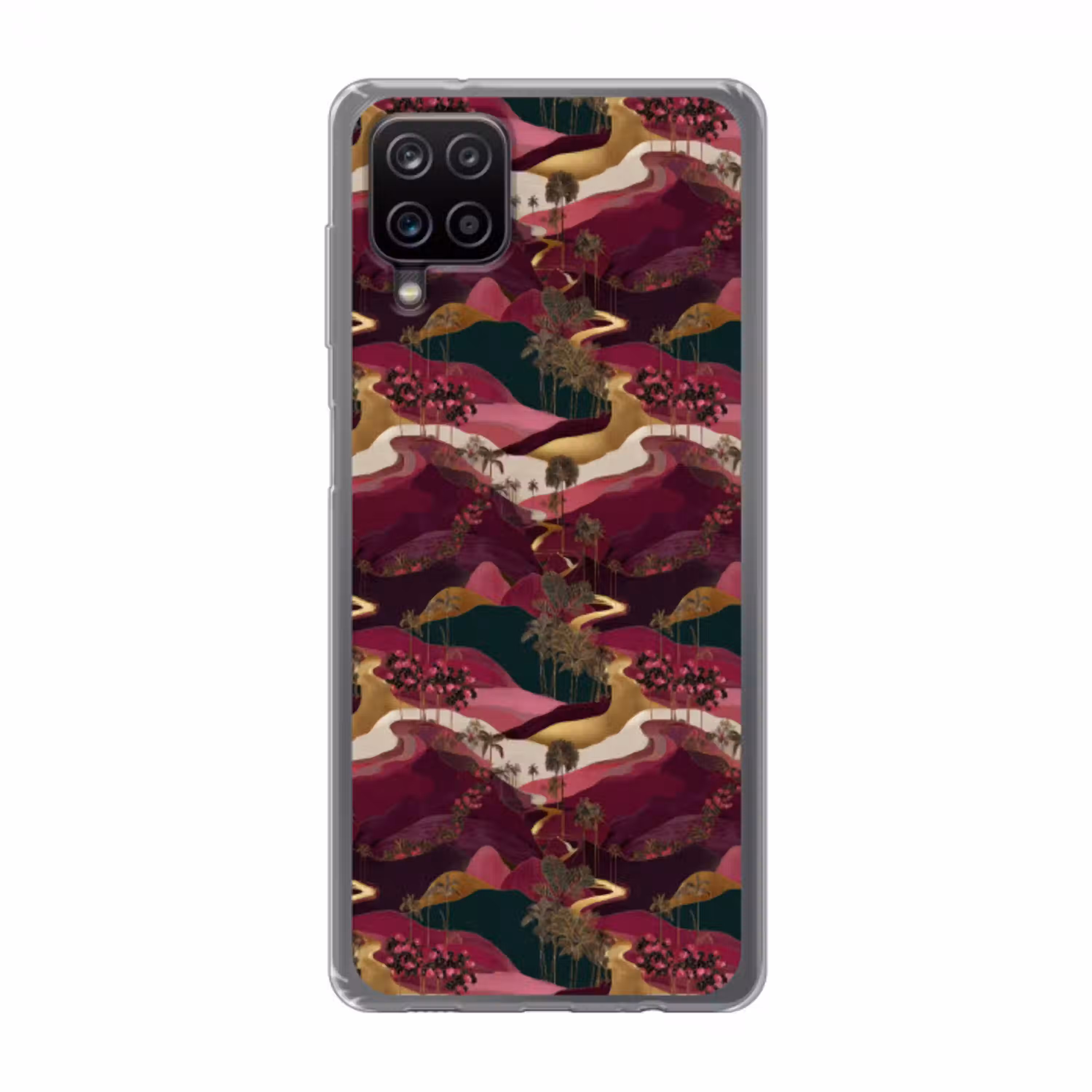 Magisch - Palmbomen - Goud Telefoonhoesje Samsung Galaxy A12 klein 372 -3d