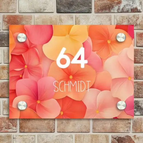 Oranje bloemenmix - Modern Naambord Rechthoek middel -sfeer3